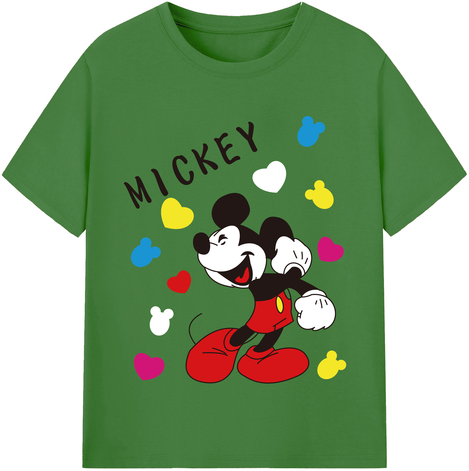 （画像用） ミッキーマウス Mickey Mouse レディースカジュアルプリントTシャツ（綿100％）